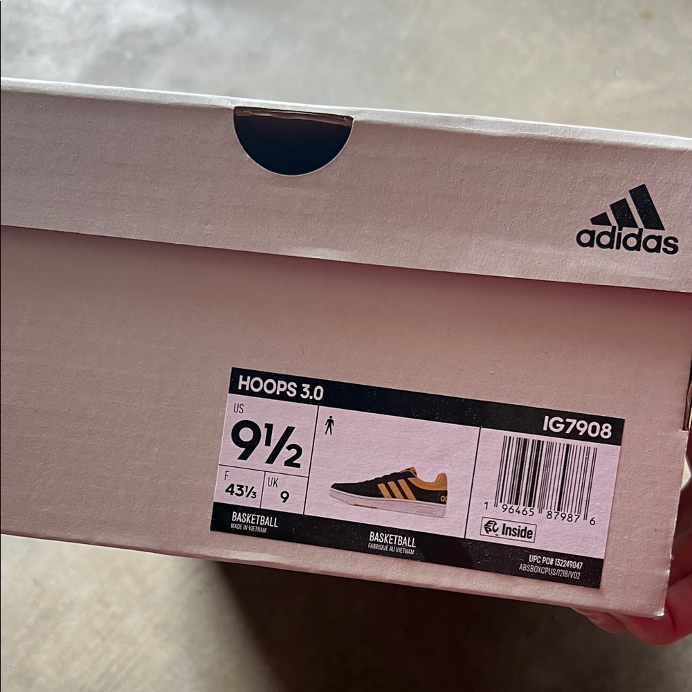 Adidas Kids Hoops 3.0 Black and Gold Sneakers